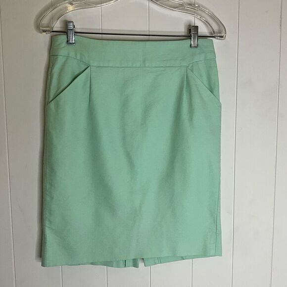 J. Crew Women’s Size 4 Bluish Green The Pencil Skirt Pockets A Line Midi - Picture 1 of 10